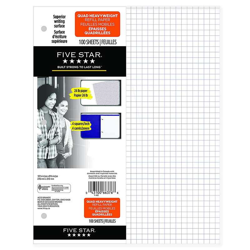 Five Star (4:1 Quad) Heavyweight Graph Paper - 100 Sheets
